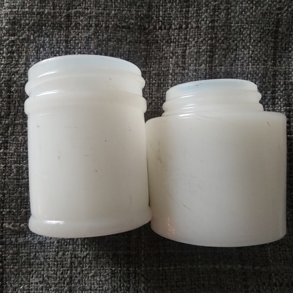 1930s Mentholaltum  Cream Jar Small Round Milk Glass  2” X 1.1/2”